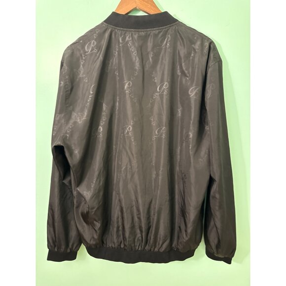 Privilege Society Black Lightweight Bomber Jacket With Subtle Patterned Logos & - Picture 4 of 8
